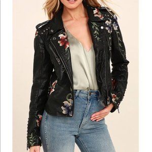 Blank NYC embroidered leather jacket size large